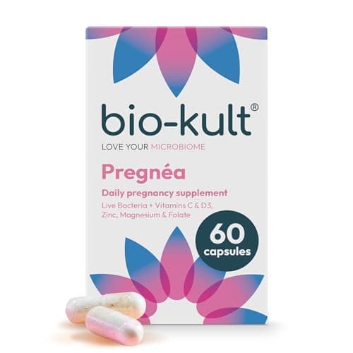 Image of Bio-Kult Pregnéa | 6 Strains + Folic Acid, D, C, Zinc, Magnesium | Prenatal & Postnatal Probiotic Support | 60 Capsules