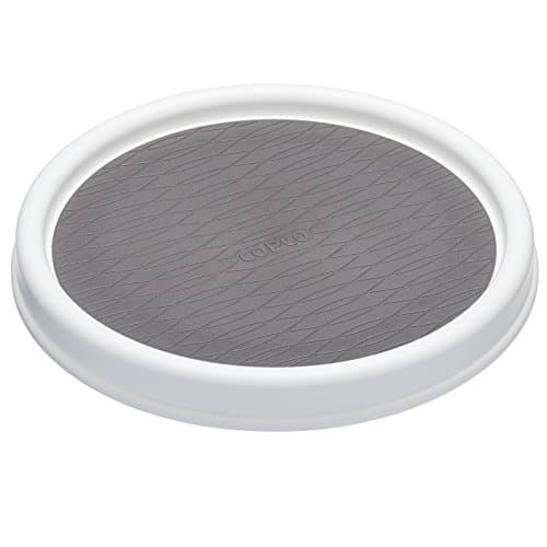Image of Copco Basics Plastic Lazy Susan-Style Kitchen Worktop and Shelf Organiser, 23 cm, White/Grey