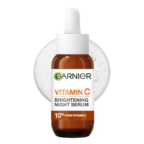 Image of Garnier Targeted Anti Dark Spot Night Serum for Face, with 10% Pure Vitamin C & Hyaluronic Acid, Anti Pigmentation & Dullness, For All Skin Types, Approved by Cruelty Free International, Vegan, 30 ml