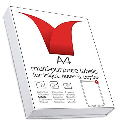 Image of Multi-Purpose A4 White Self-Adhesive Labels - Die Cut 199.6 x 289.1mm - 1 Label per Sheet Die Cut- 100 Sheets per box/100 Labels per Pack