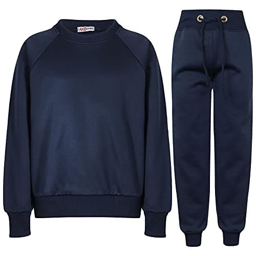 Image of A2Z 4 Kids Girls Boys Plain Raglan Sleeves Fleece Tracksuit - T.S Plain Jumper 111 Navy 11-12