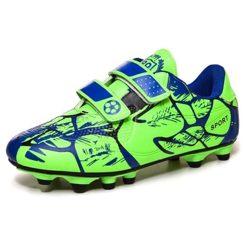 Image of Football Boots Boys Size 12.5 Kids Football Shoes Girls Trainers Outdoor Astroturf Football Training Shoes Unisex Teenager Non-Slip Running Shoes Sport Shoes Green