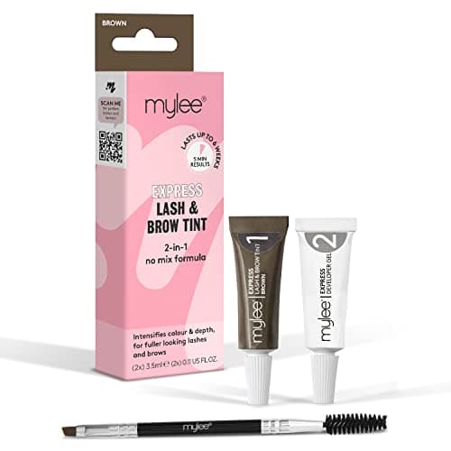 Image of Mylee Express Lash & Brow Kit – 2 in 1 No Mix Formula, Tint + Developer Gel + Double Sided Brush, Professional Eyelash & Eyebrow Dye Tinting, Long Lasting, Semi-Permanent, Fast & Easy (Brown)