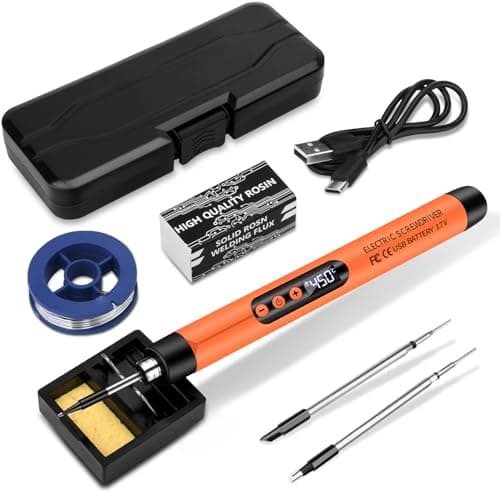 Image of Cordless Soldering Iron Kit, USB Rechargeable Soldering Iron with LCD, Temperature Adjustable 330 °C - 450 °C, 3 Soldering Tips, Soldering Wire, Soldering Paste, Professional Safe