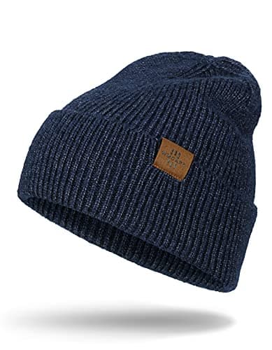 Image of Wmcaps Knit Beanie for Men, Stretchy Soft Warm Daily Cuffed Winter Hats, Unisex Comfortable Wooly Beanie Gifts for Men/Him/Dad, Navy Blue