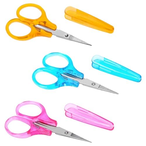 Image of 3 PCS Small All Purpose Craft Scissors, Stainless Steel Mini Detail Travel Scissors with Protective Cover, Precision Straight Fine Tips for Sewing Scrapbooking Paper Cutting