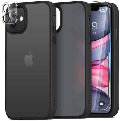 Image of Mootobo for iPhone 11 Case Built-in 2 HD Screen Protectors and HD Lens Protector, Anti-Fingerprint Matte Back 10FT Military Grade Drop Shockproof Phone Case for iPhone 11 6.1 inch – Black