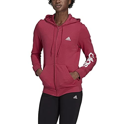 Image of adidas Womens Essentials Full-Zip Hoodie Wild Pink/White/White Small