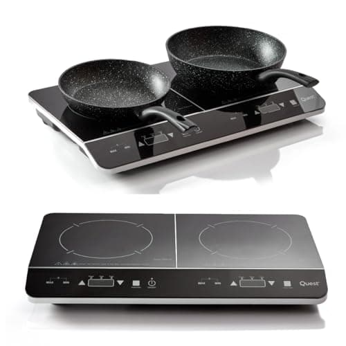 Image of Quest 35840 Digital Double Induction Hob & Hot Plate / 10 Temperature Settings From 60-240°C/Touch Control with LED Display/Automatic Overheat Protection / 2800W