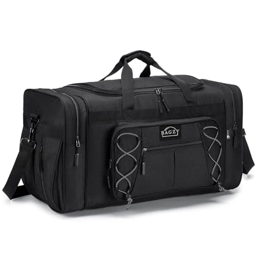 Image of BAGZY Travel Bag 70L Foldable Travel Duffle Bag Sports Gym Bag Weekender Holdall Hand Luggage Case Carry on Luggage Overnight (Pure Black)