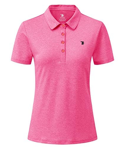 Image of YSENTO Women's Sports Golf Shirts Breathable Quick Dry Short Sleeve Polo T-Shirts(Pink,l)