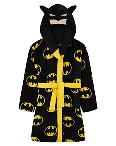 Image of DC Comics Boys Dressing Gown Kids Hooded Fleece Batman Robe (9-10 Years, Black)