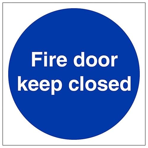 Image of V Safety Fire Door Keep Closed 100 x 100 mm - 2mm Rigid Plastic Safety Sign