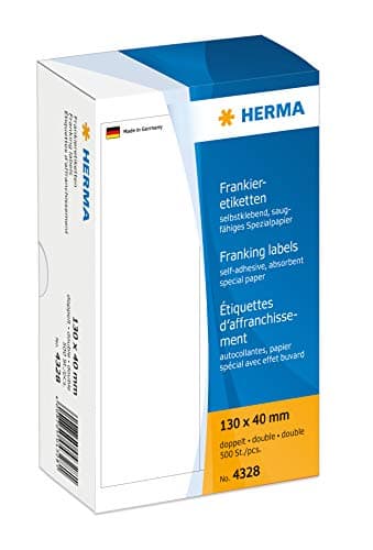 Image of Herma 130 x 40 mm Double Franking Labels (Pack of 500), White