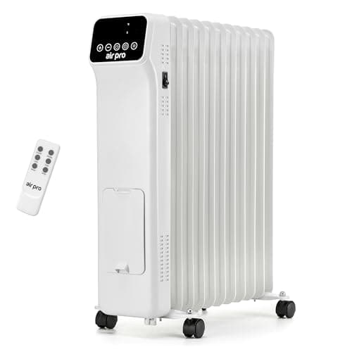 Image of Air Pro Oil Filled Radiator 2500W with Thermostat, 9 Hour Timer, Remote Control – 11 Fin Portable Electric Heater Overheat & Tip-Over Protection Quiet for Home, Office and Any Room Radiator on Wheels