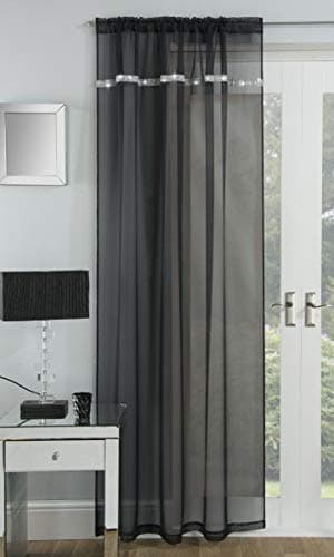 Image of Tyrone Textiles Ltd Ibiza White Glitter Trim Voile Panel (Drop - 72" (183cm))