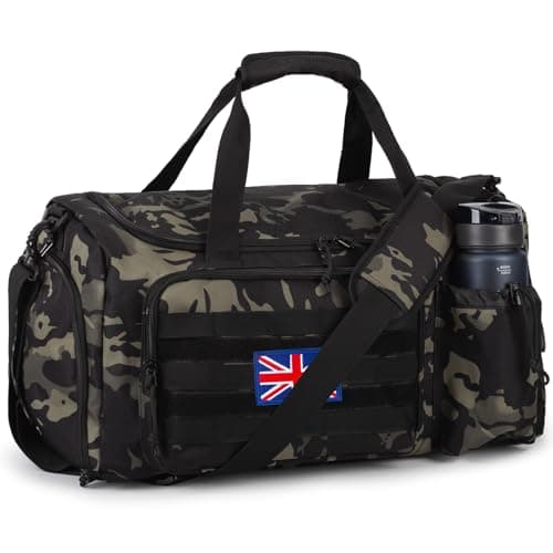 Image of Tactical Gym Bag for Men, 60L Large Duffle Holdall Bag with Shoes & Wet Compartment, Multi-Functional Sports Weekend Travel Bag for Camping, Hiking, Outdoor Sports