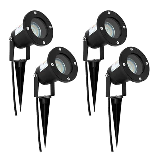 Image of Wondlumi 4X Garden Spike Lights, Upgraded GU10 Spot Light Mains Powered 240V Landscape Spotlights IP65 Waterproof Outdoor Garden Uplights for Pathway Yard Patio, No Bulbs