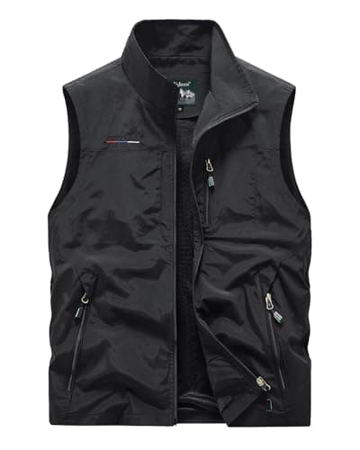 Image of Oralidera Men's Multi Pocket Mesh Vest Sleeveless Top Jacket Outdoor Fishing Camping Waistcoat Travelling Hiking Gilet, Black, XXL
