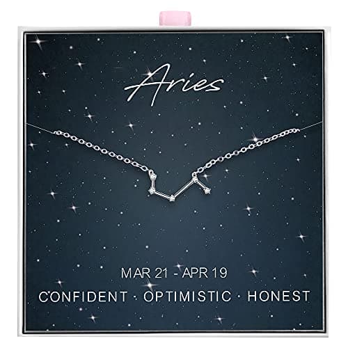 Image of ALoveSoul 925 Sterling Silver Constellation Horoscope Zodiac Aries Necklace, Gift for Women Girls