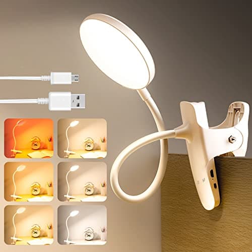 Image of Lenudar 36 LED Reading Lamp Bed, Touch Dimmable 6 Colours 5 Brightness, 360° Flexible, USB Rechargeable, White
