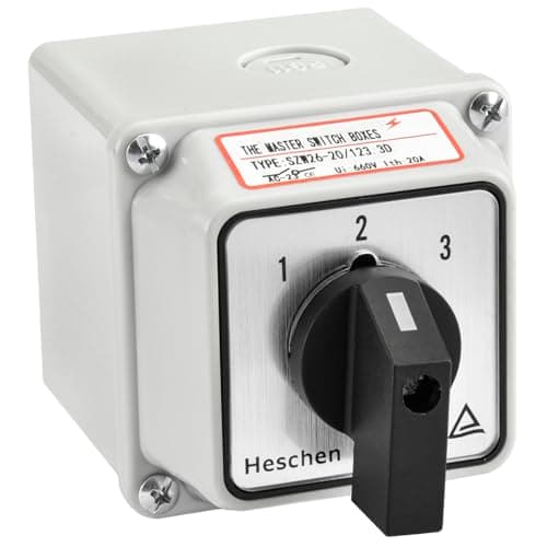 Image of Heschen Universal Rotary Cam Selector Changeover Switch SZW26-20/123.3D 660V 20A 3 Position 3 Phase 12 Terminals, with Master Switch Exterior Box LW28-20/4
