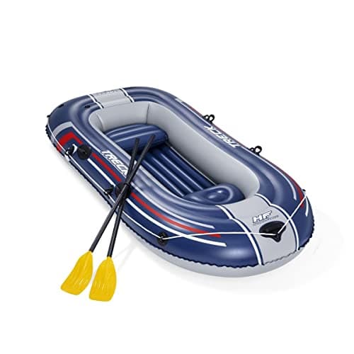 Image of Hydro-Force Inflatable Boat Set - 3 - Person Raft Dinghy with Oars and Pump - Yellow, 2.55m x 1.27m x 41cm