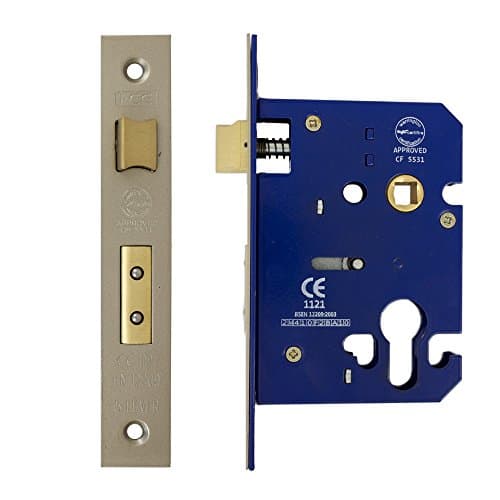 Image of Fire Rated Euro Profile Sashlock Case 75 mm (57 mm Backset) Satin Nickel