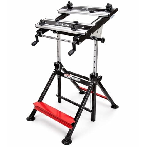 Image of Lumberjack Work Bench Folding Foldable Workmate 100kg Load Capacity Portable Workbench, Steel Aluminium Work Surface