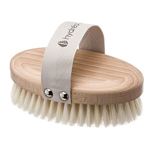 Image of Hydrea London Natural Body Brush – Exfoliating Wet + Dry Skin Brush with Natural Bristle, Dry Brush Cellulite Remover, Helps Improve Lymphatic Drainage - FSC® Certified Beechwood.