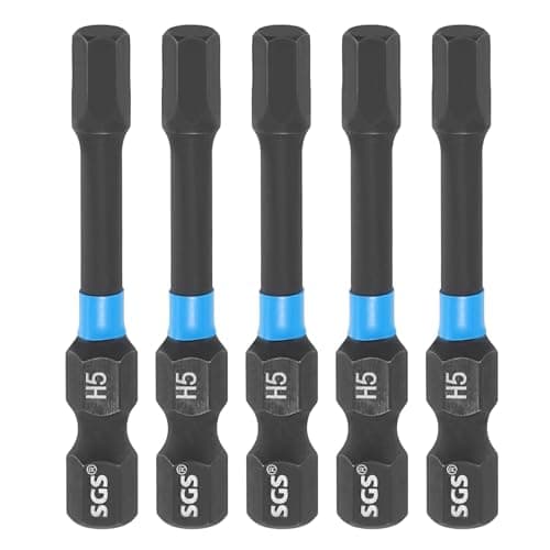 Image of sourcing map 5pcs Hex Head Wrench Drill Bit 5mm(H5) 1/4" Hex Shank 2"(50mm) Length S2 Steel Magnetic Hexagon Impact Drivers Metric Screwdriver Bit