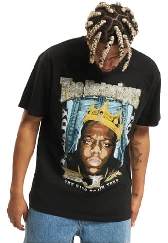 Image of The Notorious B.I.G. Biggie Crown Men's T-Shirt Oversize Tee Merchandise Shirt for Men with Portrait Print by Biggie Smalls, Sizes XS - XXL, Black, M