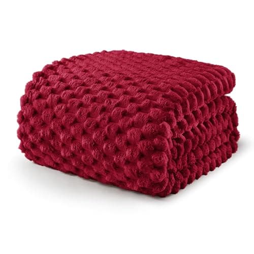 Image of Exclusivo Mezcla Fleece Double Size Blanket for Bed, Extra Large Fuzzy Deep Red Bed Blankets, Soft Cozy Plush Sofa Throws for All Seasons, 150x200 CM