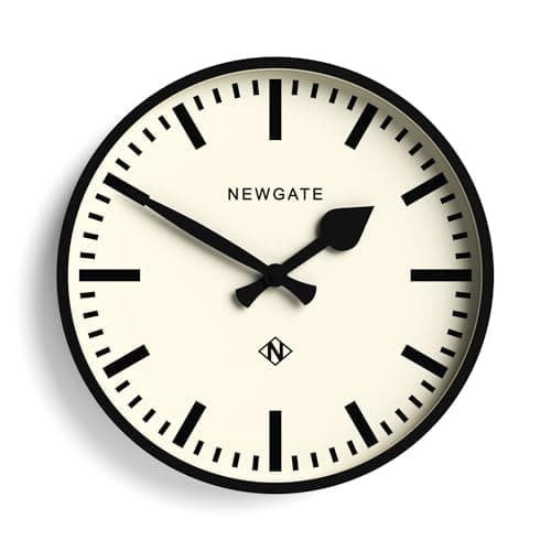 Image of NEWGATE® Number Three Railway wall clock | Retro inspired modern station clock | 37cm | Black | Marker dial | Mid-century style for kitchen, living room or office