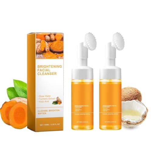 Image of 2 Pcs Turmeric Foaming Face Wash, Deep Cleansing Glow Wash Turmeric Facial Cleanser With Brush.