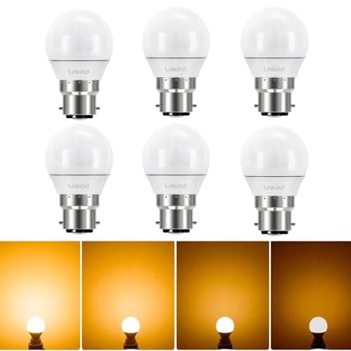 Image of Linkind 4.2W Dimmable B22 LED Light Bulb, 40W Equivalent Golf Ball Light P45(G45) Bulbs, Soft White 2700K 470LM, Bayonet Cap, Not Suitable for 3-Way Dimmable Lamps, 6 Pack