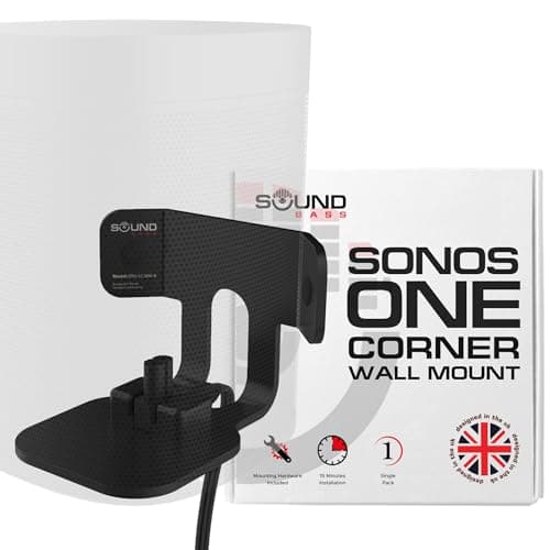 Image of Sound Bass ONE Corner Wall Mount Bracket - Low Profile, Black, Single (1pc), Complete with All Mounting Hardware Compatible with ONE, ONE Gen 2, ONE SL & Play:1 Speaker