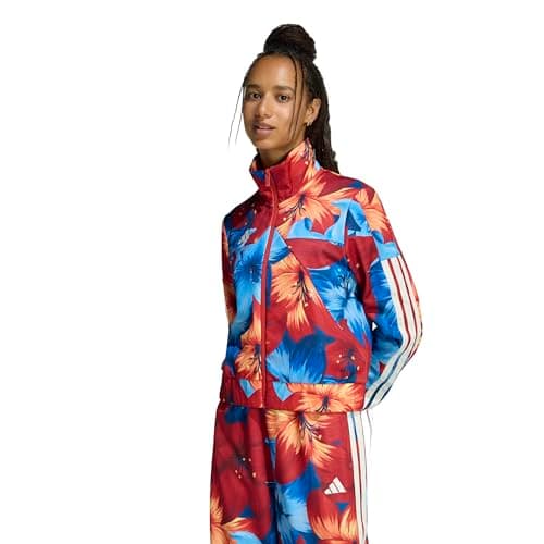 Image of adidas Women's x FARM RIO HOUSE OF TIRO TRACK TOP, light blue/tactile red/cream white, XS
