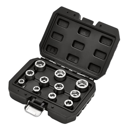 Image of Draper 11 Piece Bolt Extractor Socket Set, 3/8" Sq. Dr. - 13894 - CR-MO Steel
