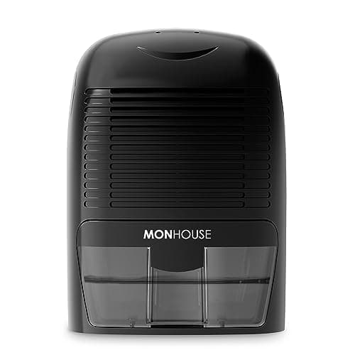Image of MONHOUSE Dehumidifier 1500ml Portable, Compact & Quiet Moisture Absorber - Mini Air Dehumidifier for Home, Bedroom Damp, Car, Office, Garage, Caravan & Basement - Electric Mould Remover - Black