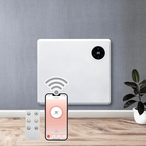 Image of Purus 600W White WIFI Smart App Control, Electric Radiator Heaters for Home, Bathroom Safe Electric Heater Setback Timer Lot 20 & Thermostat Control, Wall Mounted or Floor Standing with Controller