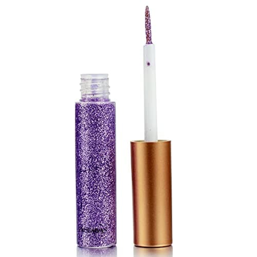 Image of RenhuangFuxi Coloured Glitter Eyeliner Liquid，Purple Liquid Eye Liner, Waterproof Long-Lasting Liners, Silver Gold Pink Green Colourful for Makeup, Purple, Pack of 1