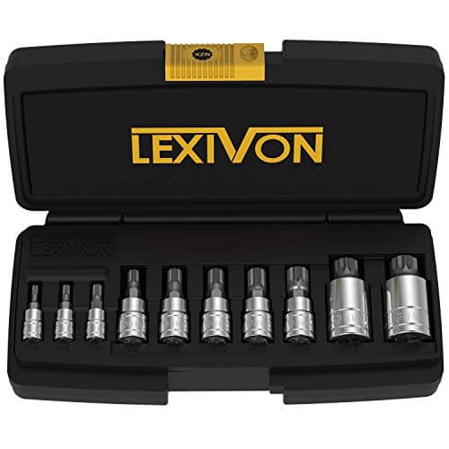 Image of LEXIVON XZN Triple Square Spline Bit Socket Set, Size M4 M5 M6 M8 M10 M12 M14 M16 M18 | Allen Key Socket Multiple Teeth 10 Pcs Set, for Torque Wrench, Ratchet Wrench, Impact Power Drills (LX-145)