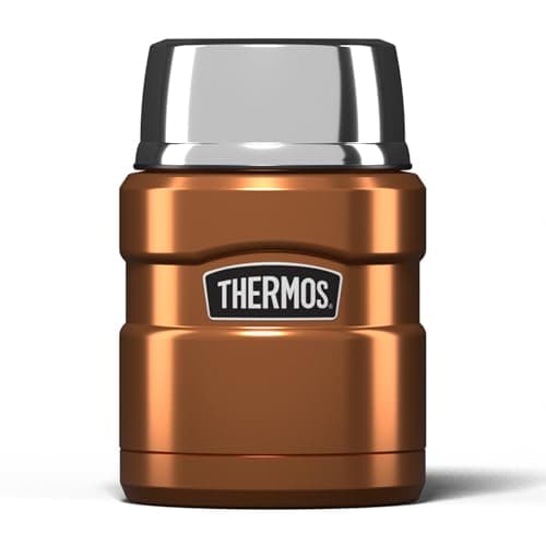 Image of Thermos Stainless King Food Flask, 470ml Capacity - Sleek Multi- Purpose Flask for Daily Food Prep - Durable Stainless Steel with Classic Copper Finish - Ideal for On-the-Go Meals & Drinks