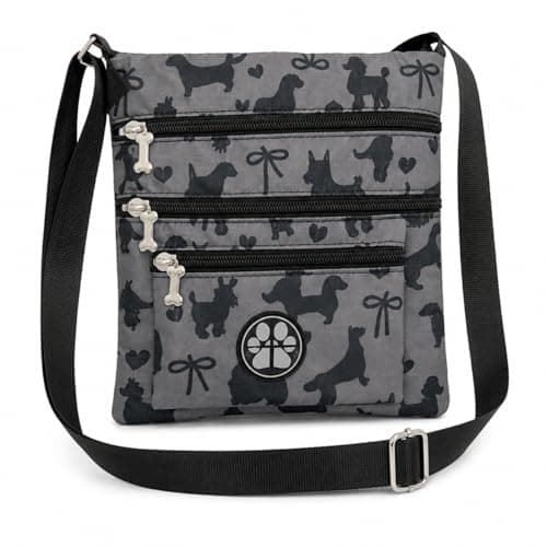 Image of DV David Viggers - Coated Nylon - Crossbody - Dog Walking Bag - Lightweight Shoulder Bag - Built-in Poop Bag Dispenser - Adjustable Strap - Black and Taupe