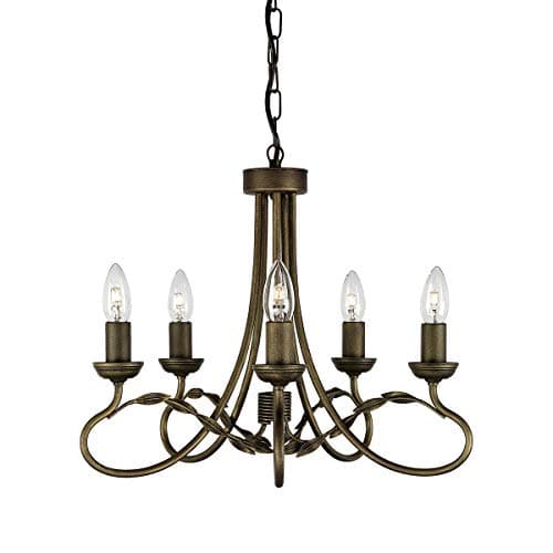 Image of 5 Bulb Chandelier Hanging Pendant Light - Black/Gold - LED E14 60W Bulb