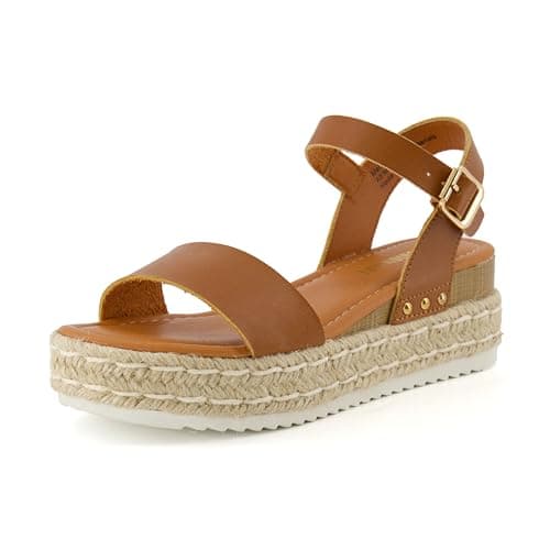 Image of CUSHIONAIRE Women's Melissa Espadrille Platform Wedge Sandal, Tan, 6 UK