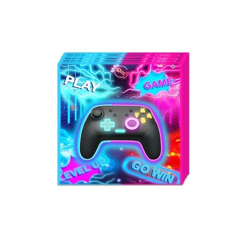Image of 20Pcs Video Game Party Napkins Serviettes,Gaming Player Party Napkin Tissue Game Party Paper Napkins for for Kids Boys Girls Gaming Birthday Decorations,Game Controller Theme Birthday Party Supplies