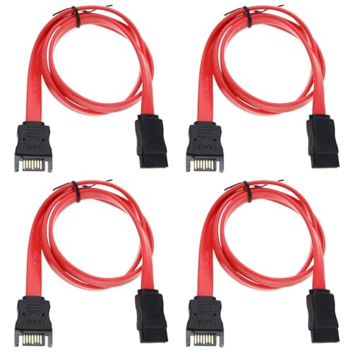 Image of VGOL 4pcs 50cm SATA Extension Cable, 7-pin Male to Female, Red, Data Transfer, Compatible with Hard Disk Drive, Optical & Other SATA Interface Devices