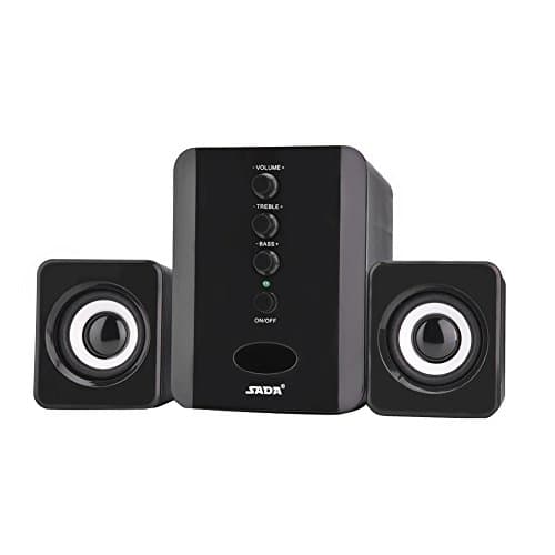 Image of ASHATA D-202 3W USB 2.1 Wired Multimedia Speakers, Black, 2.1 Channel, 3 Inch Bass, Stereo, Portable, Tabletop, Compatible with Laptop, PC, Tablet, Cellphone, Tablet, Music Players